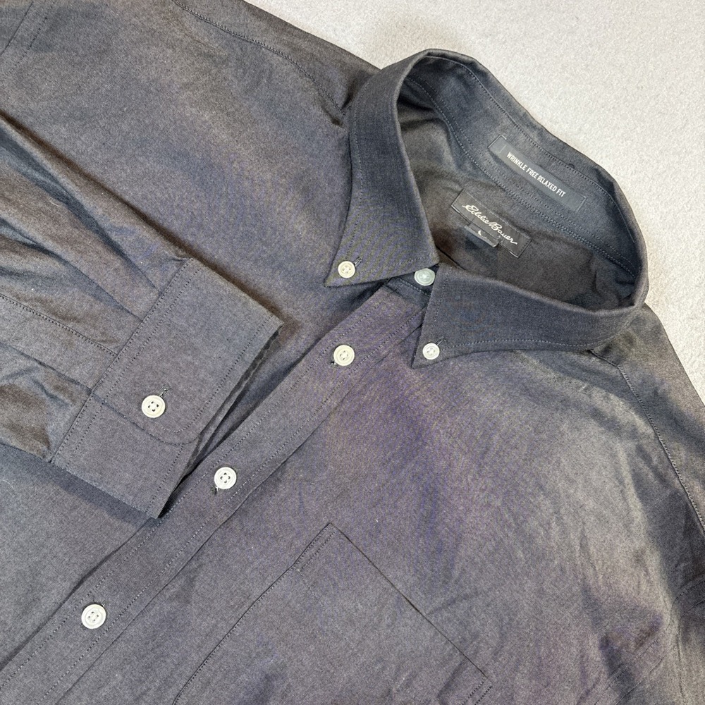 Eddie‎ Bauer  TXL Gray Wrinkle Free Relaxed Fit Butt Shirt Long Sleeve
